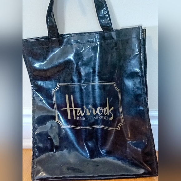 Vintage 90s British Harrod's‎ Knightsbridge Super Logo Shopping Tote Bag Women's - Picture 4 of 7